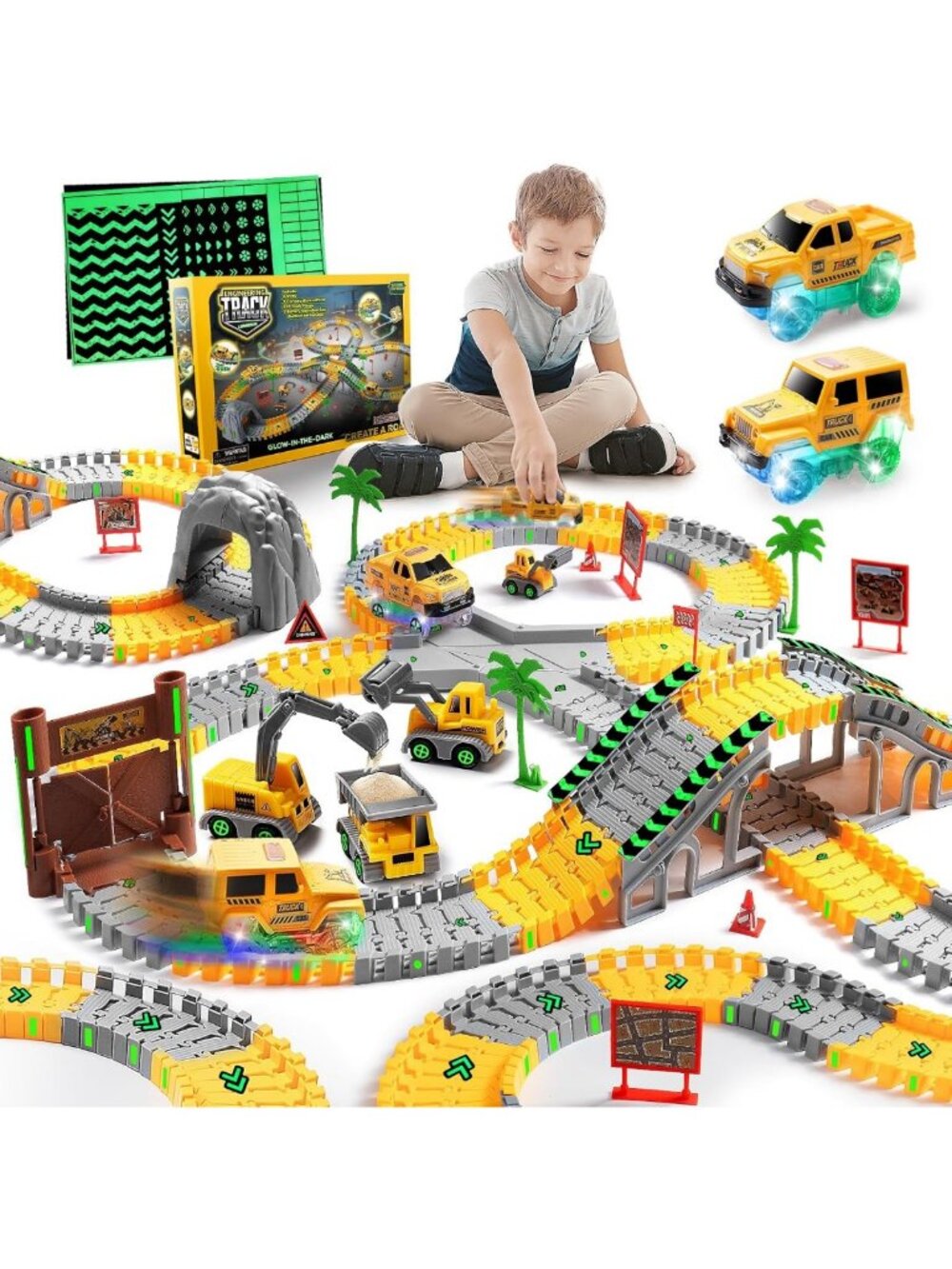 264 PCS Flexible DIY Race Track Set for Kids - Fun Construction Toy Tracks